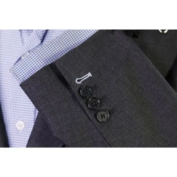 Stanley Ley Legal Outfitters Gray Plaid Wool 2-Btn Blazer Jacket 36S